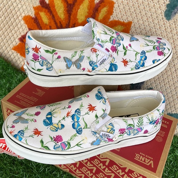 Vans Classic Slip On Butterfly Floral Marshmallow/True White Men’s sneake… - Picture 11 of 16